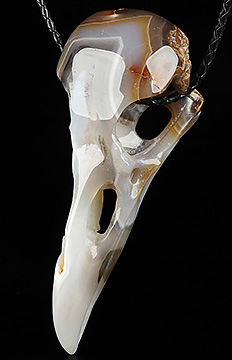 4.7" Premium Brazilian Agate Carved Crystal Raven Skull, Crystal Healing