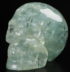 2.0" Prehnite Carved Crystal Skull,Realistic, Crystal Healing