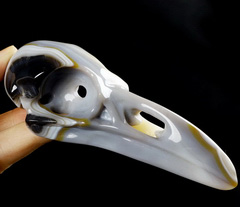 5.0" Premium Brazilian Agate Carved Crystal Raven, Crystal Healing