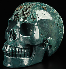 5.0" Green Grape Agate Carved Crystal Skull,Realistic, Crystal Healing