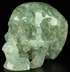 GEODE 5.0" Prehnite Carved Crystal Skull,Super Realistic, Crystal Healing