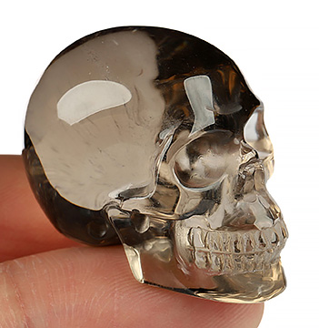 Clear 1.4" Smoky Quartz Rock Crystal Carved Crystal Skull,Realistic, Crystal Healing