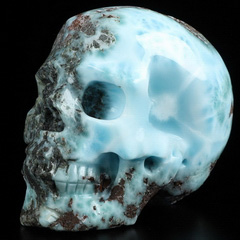 GEMSTONE 2.4" Larimar Carved Crystal Skull,Realistic, Crystal Healing