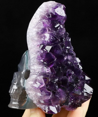 3.6" Amethyst & Agate Druse Carved Crystal Skull, Crystal Healing
