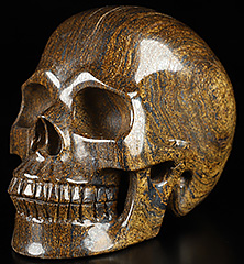 5.0" Shimmering Bronzite Carved Crystal Skull, Crystal Healing