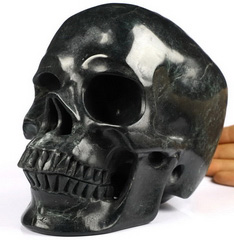 Lifesized 6.9" Sagenitic Japser Carved Crystal Skull,Super Realistic, Crystal Healing