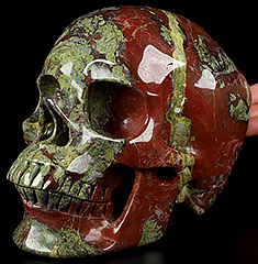 GOOD QUALITY Lifeszied 6.9" Dragon Blood Jasper Carved Crystal Skull,Super Realistic, Crystal Healing