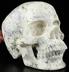 Lifesized 6.9" Chinese Painting Opal Carved Crystal skull,Super Realistic, Crystal Healing
