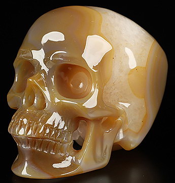 3.0" Premium Brazilian Agate Carved Crystal skull with Led Stand,Super Realistic, Crystal Healing