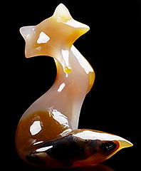 4.1" Premium Brazilian Agate Carved Crystal Fox, Crystal Healing