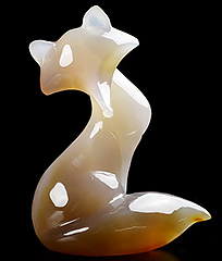 4.1" Premium Brazilian Agate Carved Crystal Fox, Crystal Healing