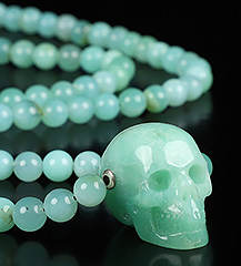 GEMSTONE 1.2" Chrysoprase Carved Crystal Skull Pendant, Crystal Healing