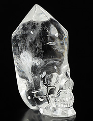 POWER 3.1" Quartz Rock Crystal Carved Crystal Skull Point, Crystal Healing