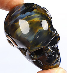 Amazing Flash Gemstone 1.2" Pietersite Carved Crystal Skull Pendant Crystal Healing