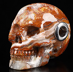 1.2" Red Crazy Lace Agate Carved Crystal Skull Pendant Crystal Healing