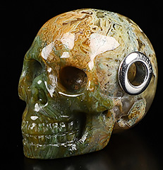 1.1" Green Moss Agate Carved Crystal Skull Pendant Crystal Healing