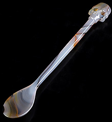 5.0" Premium Brazilian Agate Carved Crystal Skull Spoon Sculpture, Crystal Healing