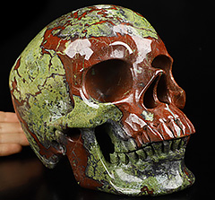 Lifesized 6.9" Dragon Blood Jasper Carved Crystal skull,Super Realistic, Crystal Healing