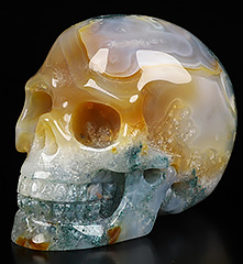2.0" Green Moss Agate Carved Crystal Skull,Realistic, Crystal Healing