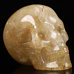 1.4" Rutilated Quartz Rock Crystal Carved Crystal Skull,Realistic, Crystal Healing