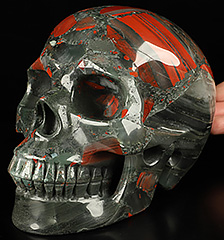 Lifesized 6.9" African Bloodstone Carved Crystal skull, Realistic, Crystal Healing