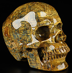 GEMSTONE Huge 5.1" New Pietersite Carved Crystal Skull,Super Realistic, Crystal Healing