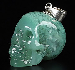 0.7" New Chrysoprase Carved Crystal Skull Pendant with 925 Sterling Silver Chain, Crystal Healing