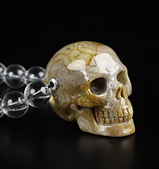 0.9" Ocean Jasper & Rock Crystal Carved Crystal Skull Pendant,Realistic, Crystal Healing