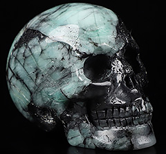 GEMSTONE 2.0" Emerald Carved Crystal Skull,Realistic, Crystal Healing