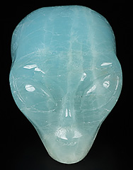 GEMSTONE 2.0" Aquamarine Crystal Skull Companion Star Being Female Alien Reiki Healing Stone Statue