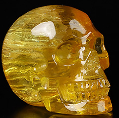 1.5" Orange Fluorite Carved Crystal Skull, Crystal Healing