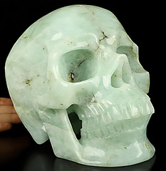 LIFESIZED GEMSTONE 7.4" Aquamarine Carved Crystal Skull,Super Realistic, Crystal Healing