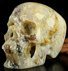 Lifesized 6.9" Agate Carved Crystal Skull,Super Realistic, Crystal Healing