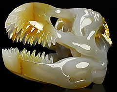 AWESOME 6.3" Agate Carved Crystal Tyrannosaurus/dinosaur Skull, Crystal Healing