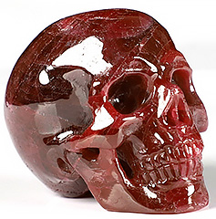 GEMSTONE 1.7" Ruby Carved Crystal Skull,Super Realistic, Crystal Healing
