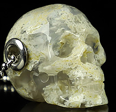 1.1" Green Moss Agate Carved Crystal Skull Pendant, Crystal Healing