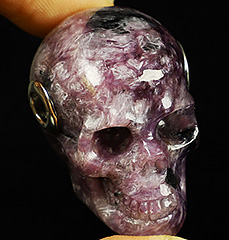 GEMSTONE 1.1" Russian Charoite Carved Crystal Skull Pendant, Crystal Healing
