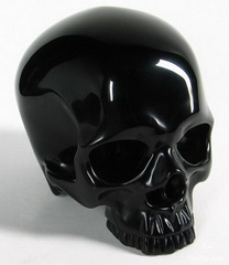 Huge 4.8" Black Obsidian Carved Crystal Skull without Jaw, Realistic