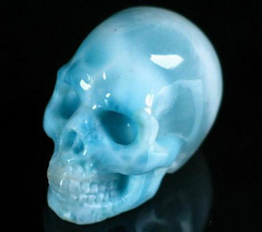 1.4" Larimar Carved Crystal Skull, Gemstone