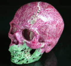 3.0" Ruby Zoisite Carved Crystal Skull, Gemstone