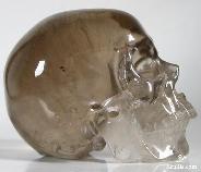 Large 4.3" Smokey Quartz Rock Crystal Carved Crystal Skull, Super Realistic