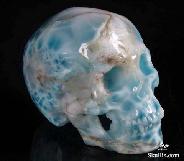 2.4" Larimar Carved Crystal Skull, Super Realistic, Gemstone