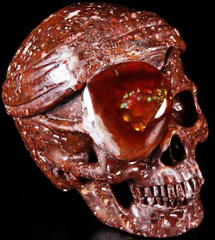 Sept 5, 2014 ACSAD (A Crystal Skull a Day) - The Pirate Corsair - Fire Agate Carved Crystal Skull Sculpture