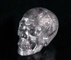 1.0" Gem Quality Gibeon Meteorite Carved Crystal Skull, Great Nama Land, Namibia, Nickel-Iron Meteorite, Fine Octahedrite