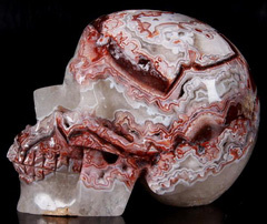 4.8" Crazy lace Agate Carved Crystal Skull, Realistic