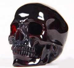 2.6" Garnet Carved Crystal Skull, Super Realistic
