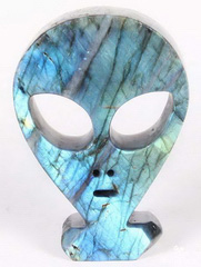 4.6" Labradorite Carved Engraved Star Being/ ET/Alien Crystal Skull, amazing flash