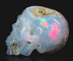 0.9" Australian Opal Carved Crystal Skull, Realistic Skull