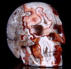 2.6" Red Crazy Lace Agate Carved Crystal Skull, Realistic