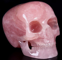 Lifesized 8.1" Rose Quartz Carved Mitchell-Hedges Crystal Skull Replica Skull of Doom
